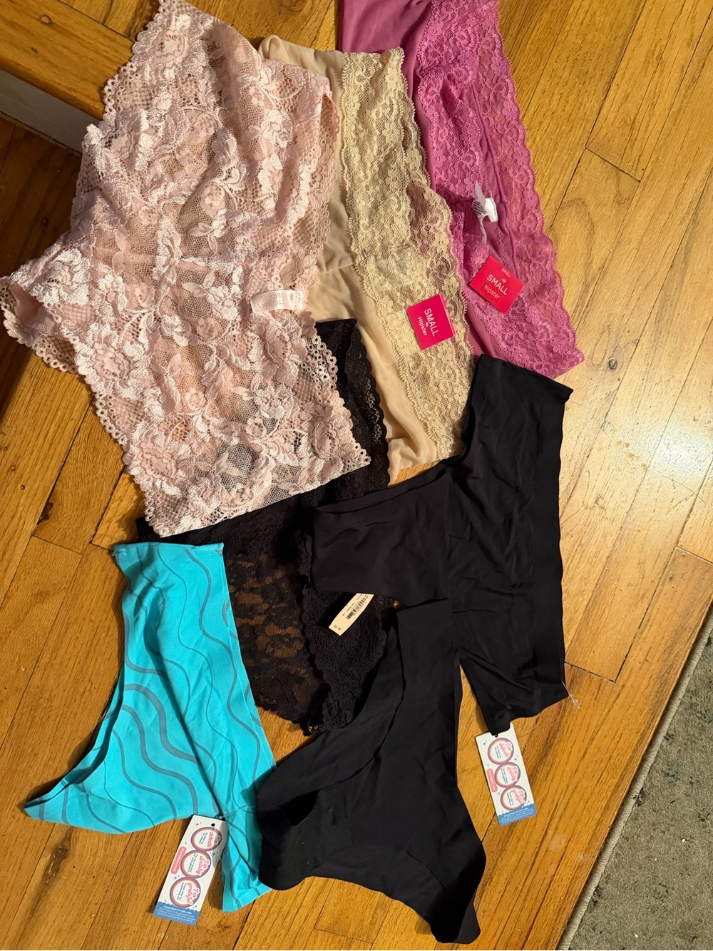 Mixed Lace & Seamless Panty Pack — Pink, Beige, Black, Aqua, Fuchsia- 7 in total